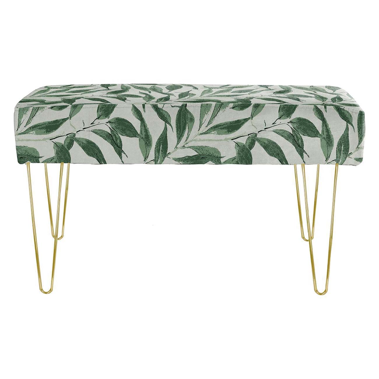 banco tapizado con patas doradas modelo sage leaf
