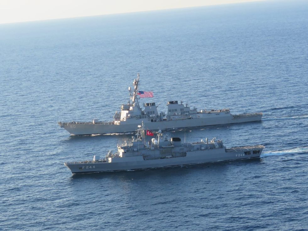 transition training at black sea by tcg barbaros frigate and uss roosevelt destroyer