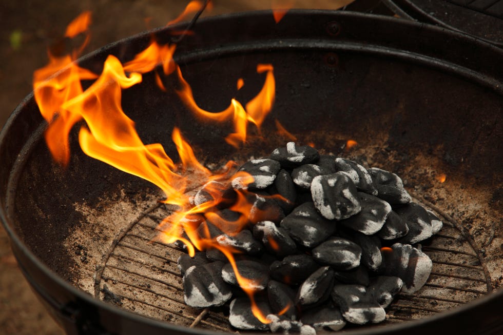 barbeque charcoal and flames