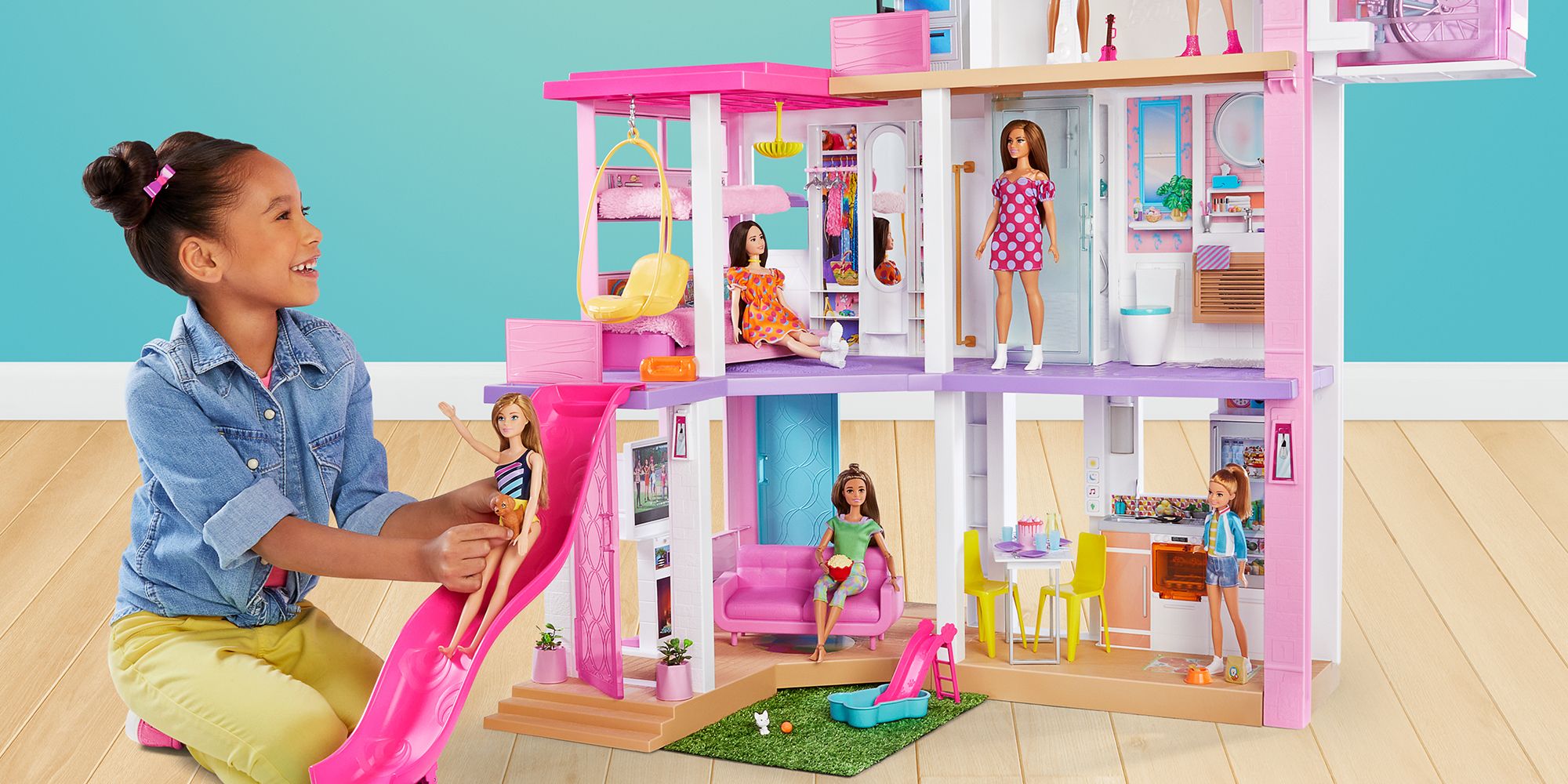 Barbie Dream House Doll House with many dolls and stuffs ( see in