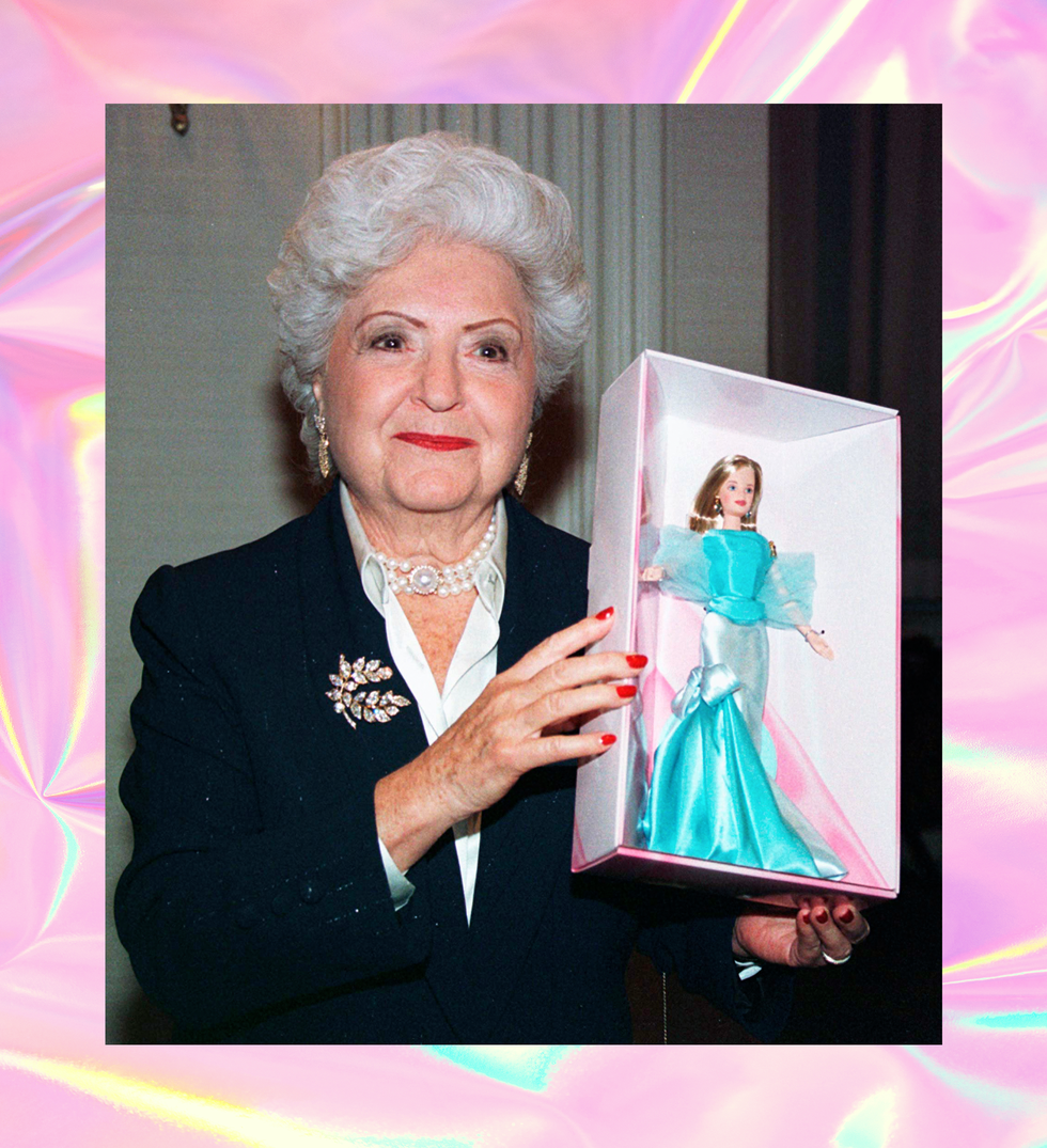 ruth handler, a co founder of mattel toys inc and creator of the barbie doll holds a barbie that was created for the 40th anniversary party for the doll in new york city, february 7, 1999 the toy company is kicking off a year long celebration of barbie's 40 years photo by jeff christensen