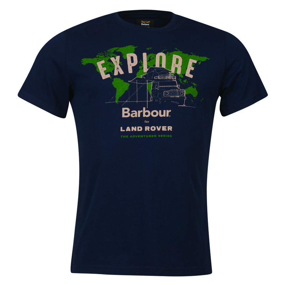 Barbour Land Rover Defender Explore Graphic Print T-Shirt, Navy, £34.95