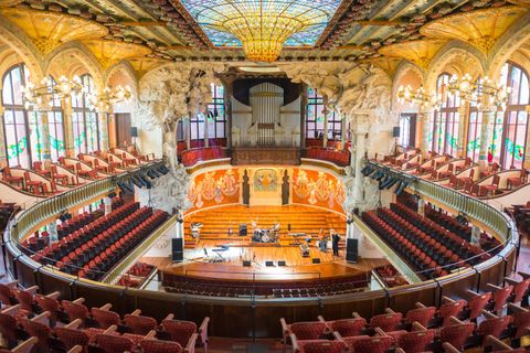 barcelona in catalonia, spain palace of catalan music, palau de la musica catalana