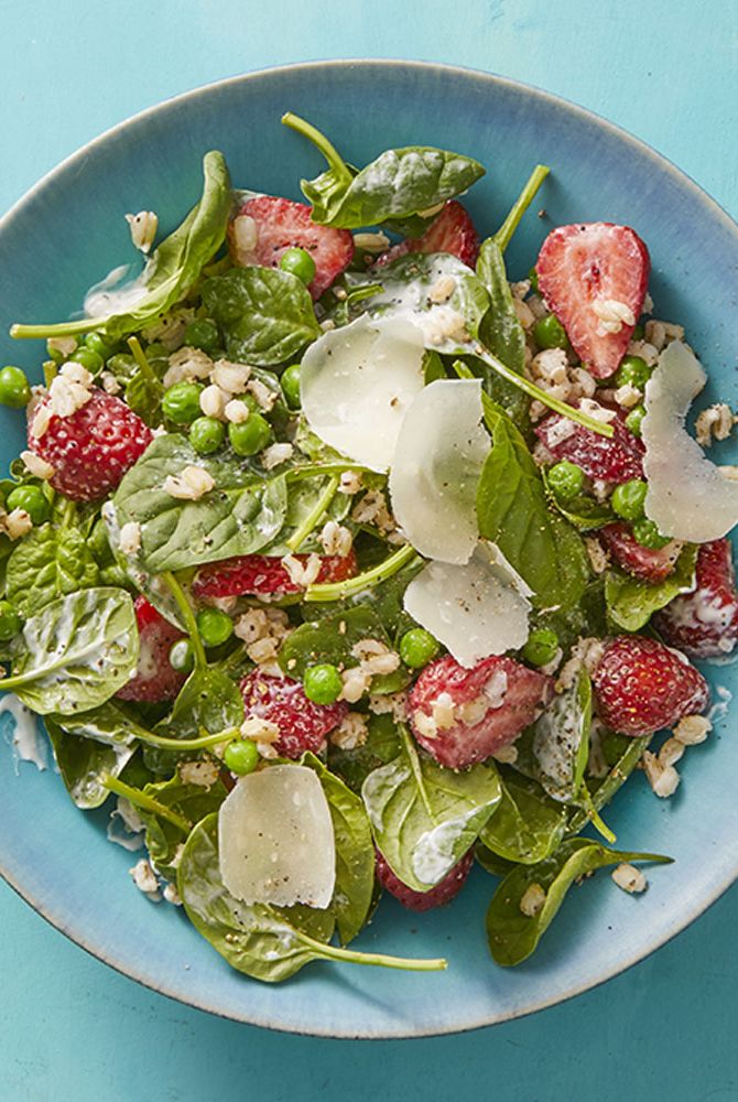 hearty salad recipes   barley salad with strawberries and buttermilk dressing recipe