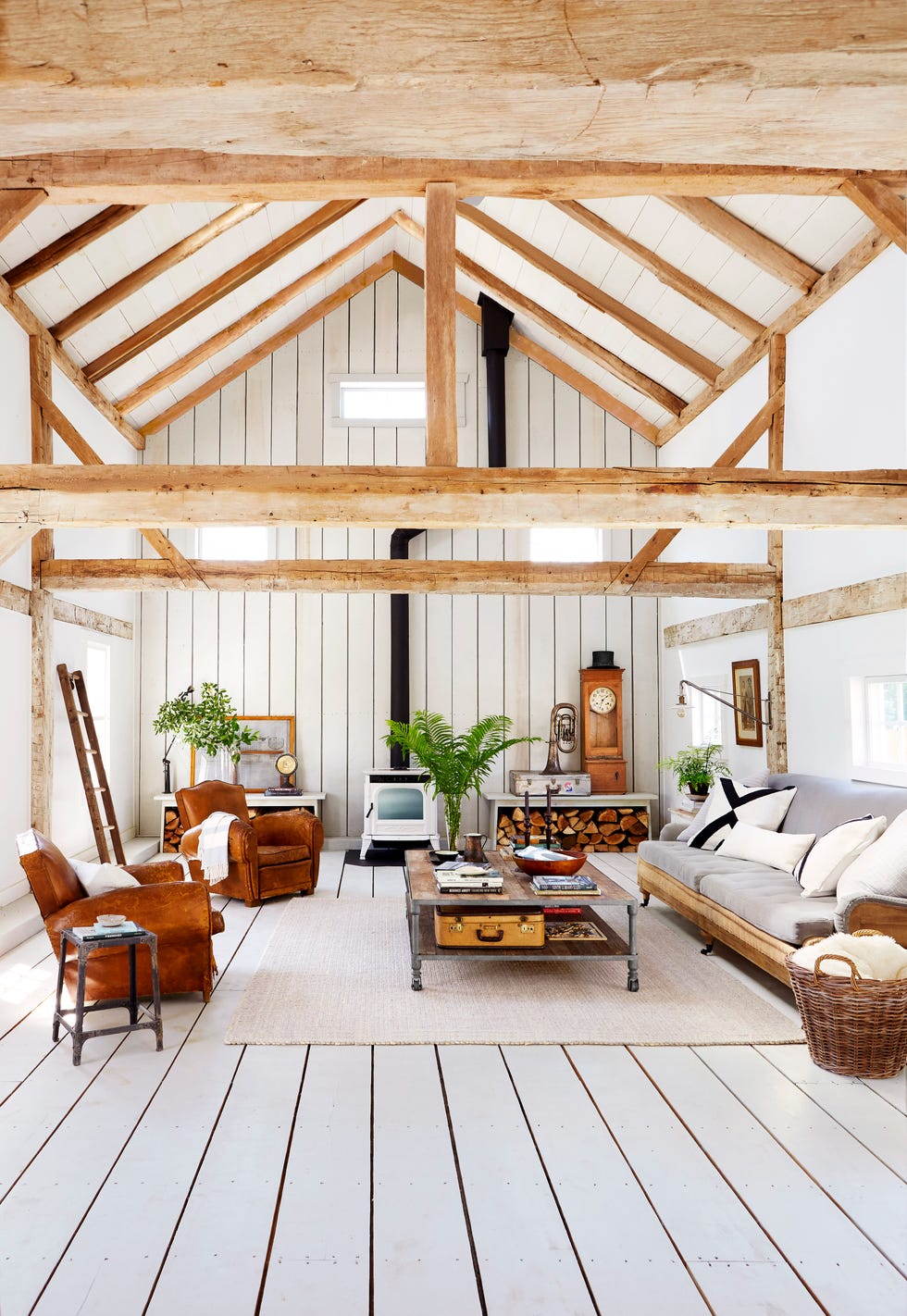 two story great room in a restored barn