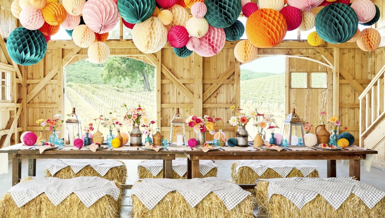 country barn with party decorations