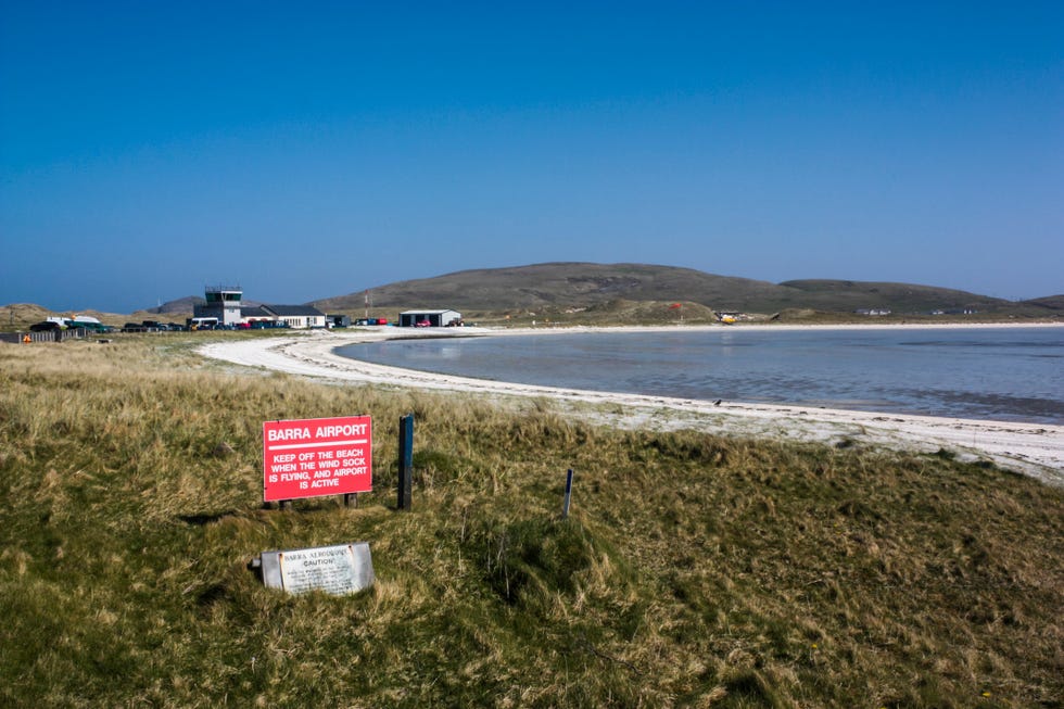 Barra Airport and Warning Sign