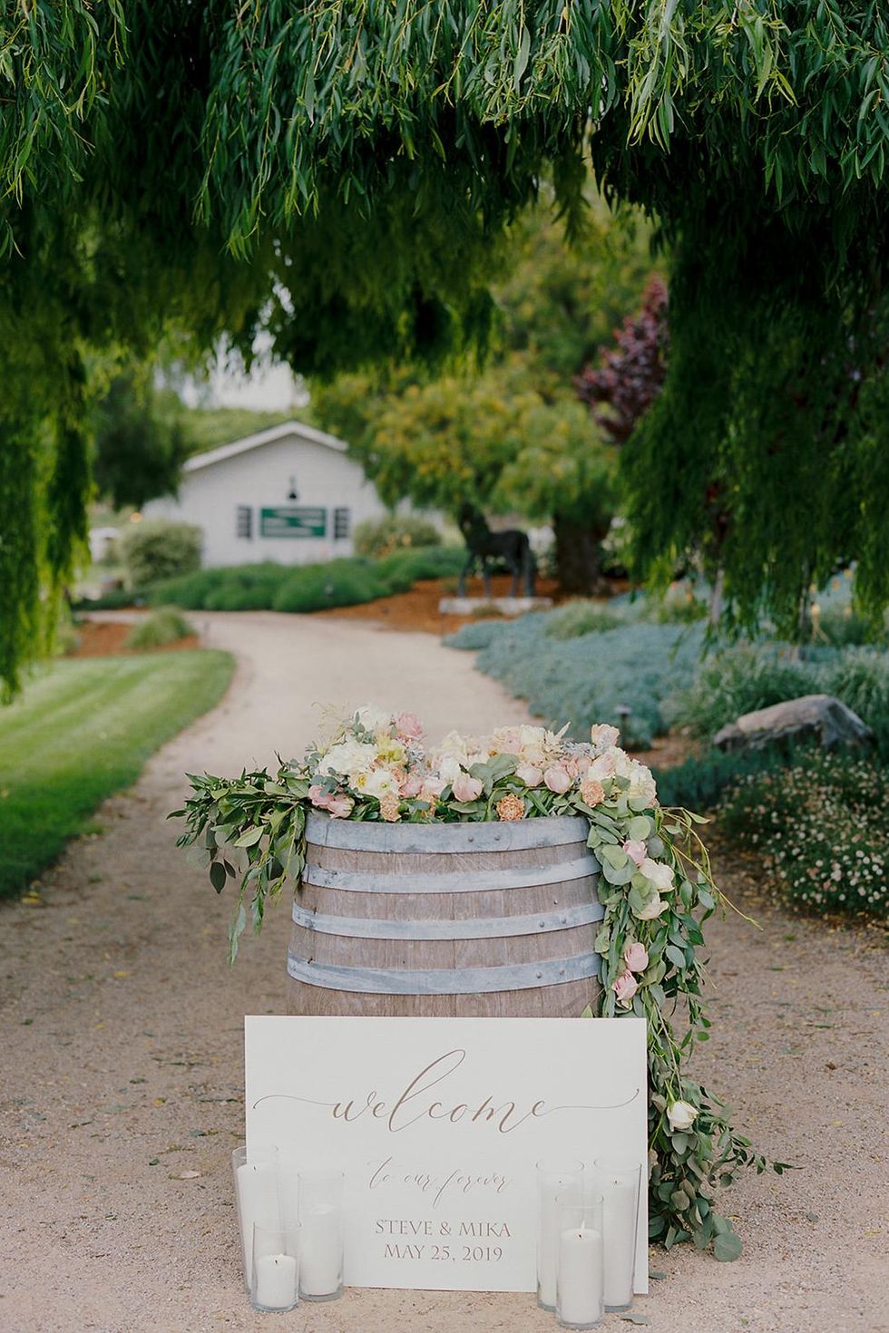 barrel welcome wedding sign