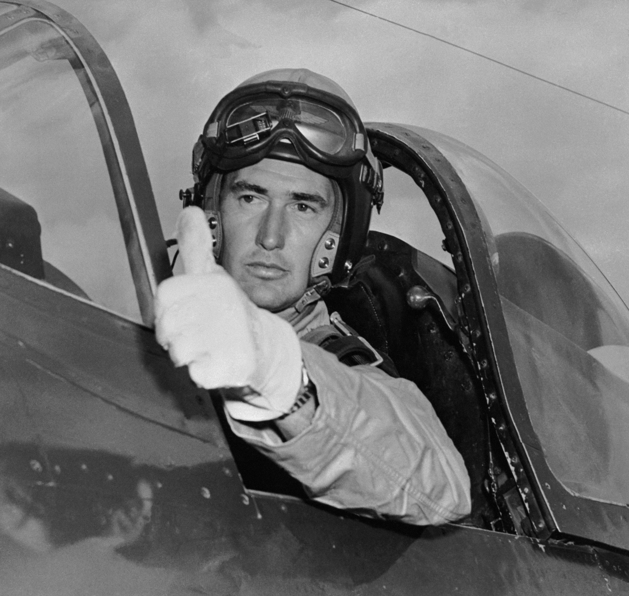 ted williams in airplane cockpit