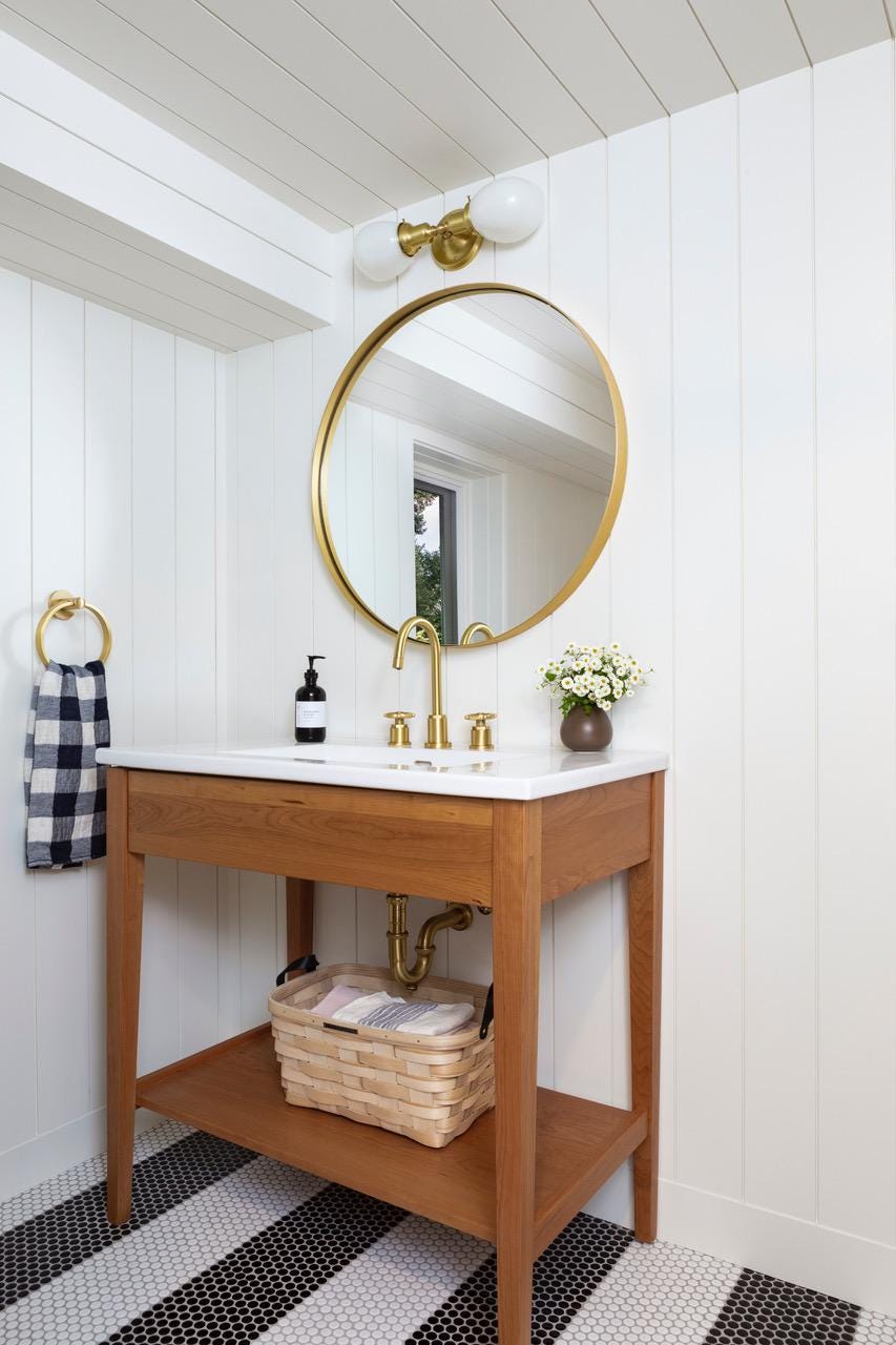 basement bathroom, white decor