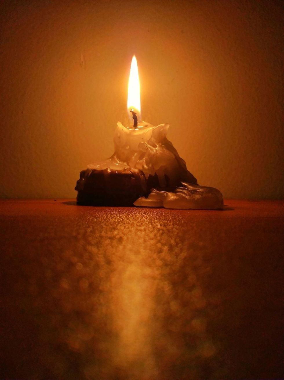 a candle on a table