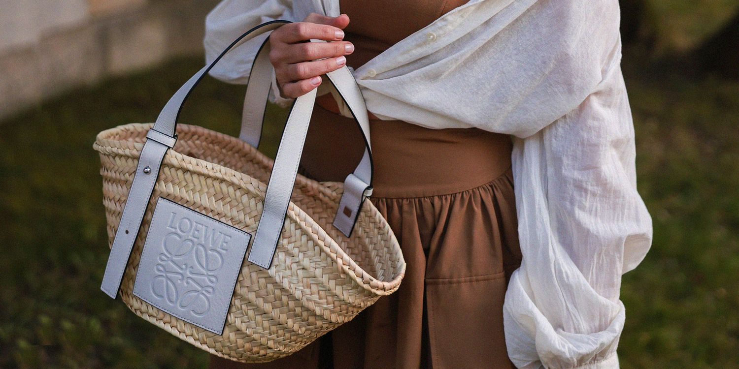 Bamboo Basket Bag (1 855 UAH) ❤ liked on Polyvore featuring bags, handbags,  long strap purse, white handbag, long purse, bamboo … | Bags, Basket bag,  Handbag straps