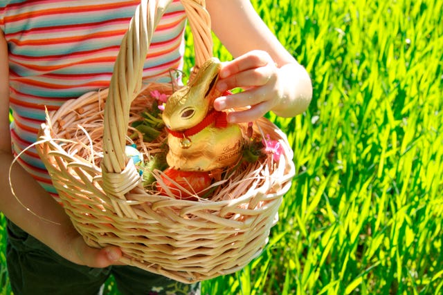 basket with bunny and easter eggs