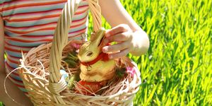 basket with bunny and easter eggs