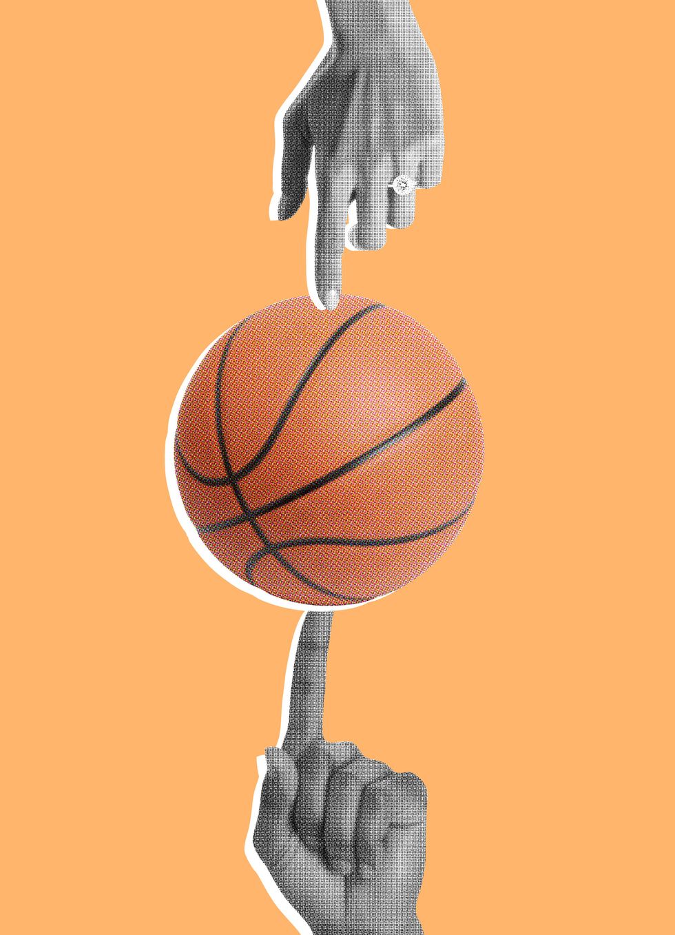 Basketball hoop, Basketball, Basketball, Basketball player, Hand, Team sport, Illustration, Trophy, Sports equipment, 