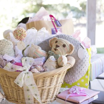 baskets of toys for baby shower
