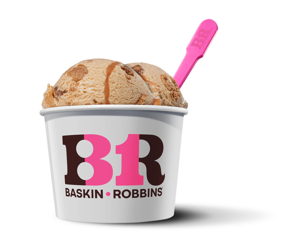 baskinrobbins ice cream cup with scoops and a spoon