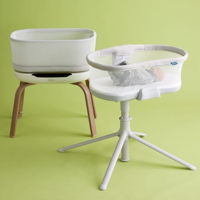 best bassinets, from the Good Housekeeping Institute two basinets, one shown with a baby doll inside