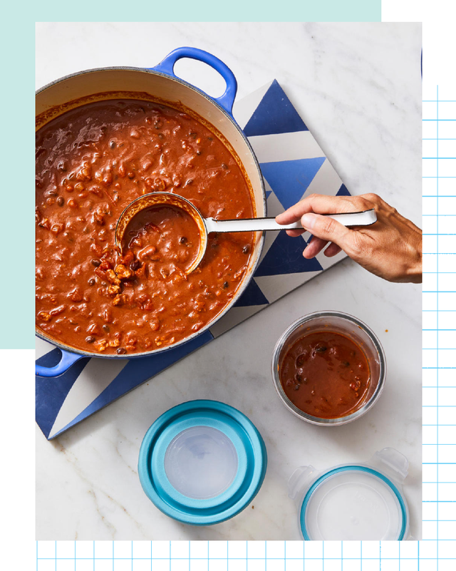 chili soup in a dutch oven pot