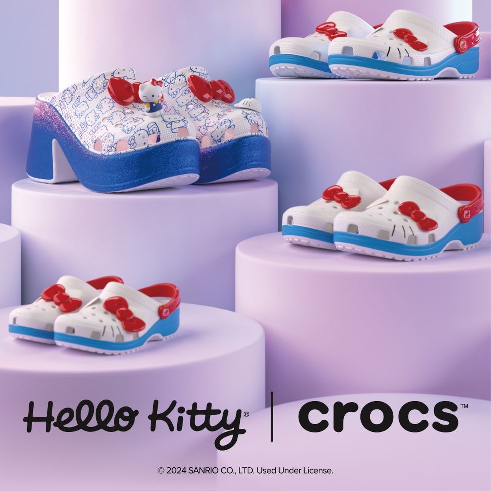 洞洞鞋crocs x hello kitty聯名來襲！經典克駱格、厚底高跟鞋多了超萌蝴蝶鞋