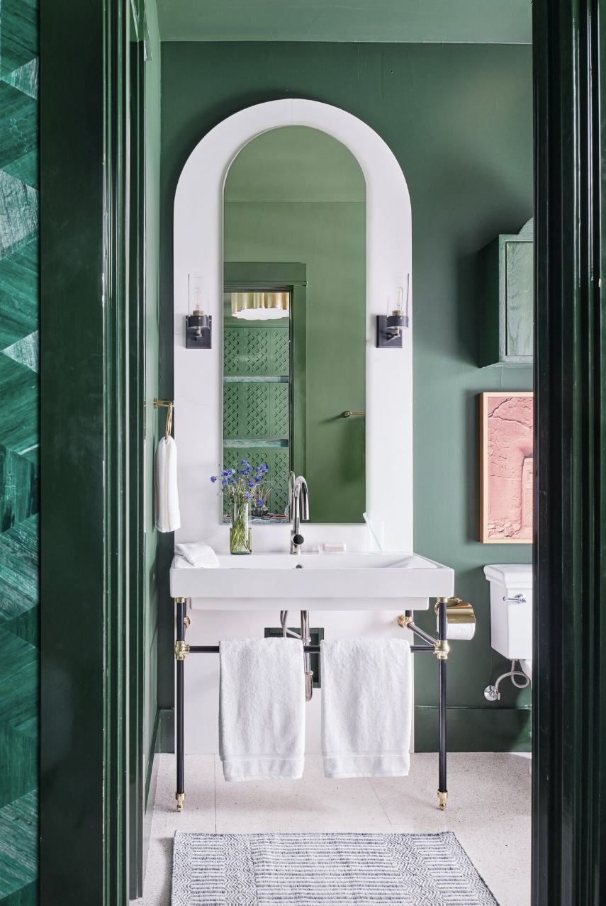 matte green bathroom