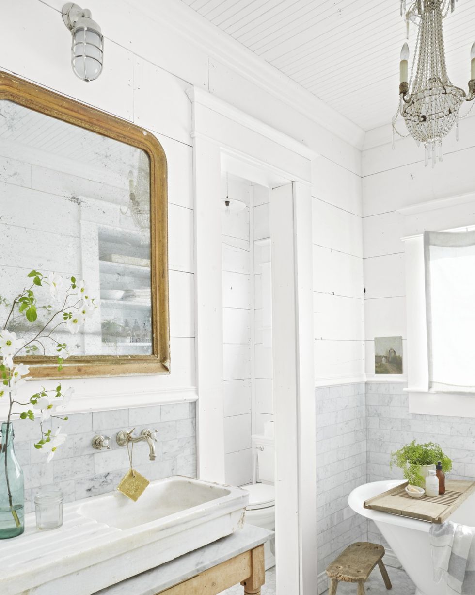 white bathroom weathered