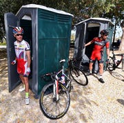Cycling: 6th Tour of Oman 2015 / Stage 4 cycling 6th tour of oman 2015 stage 4 rodriguez joaquim esp caruso damiano ita sanitair stop wc toilet pipi sultan qaboos grande mosque jabal al akhdhar 1235m green mountain 189km tour ronde etape rit c tim de waele photo by tim de waelecorbis via getty images