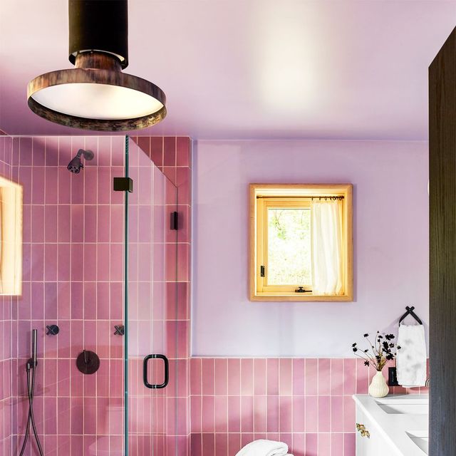 pink and purple contemporary bathroom