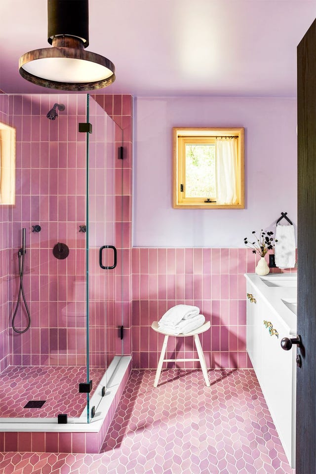 pink and purple contemporary bathroom