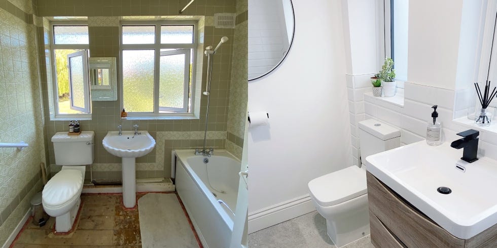 couple transform drab bathroom into stylish space