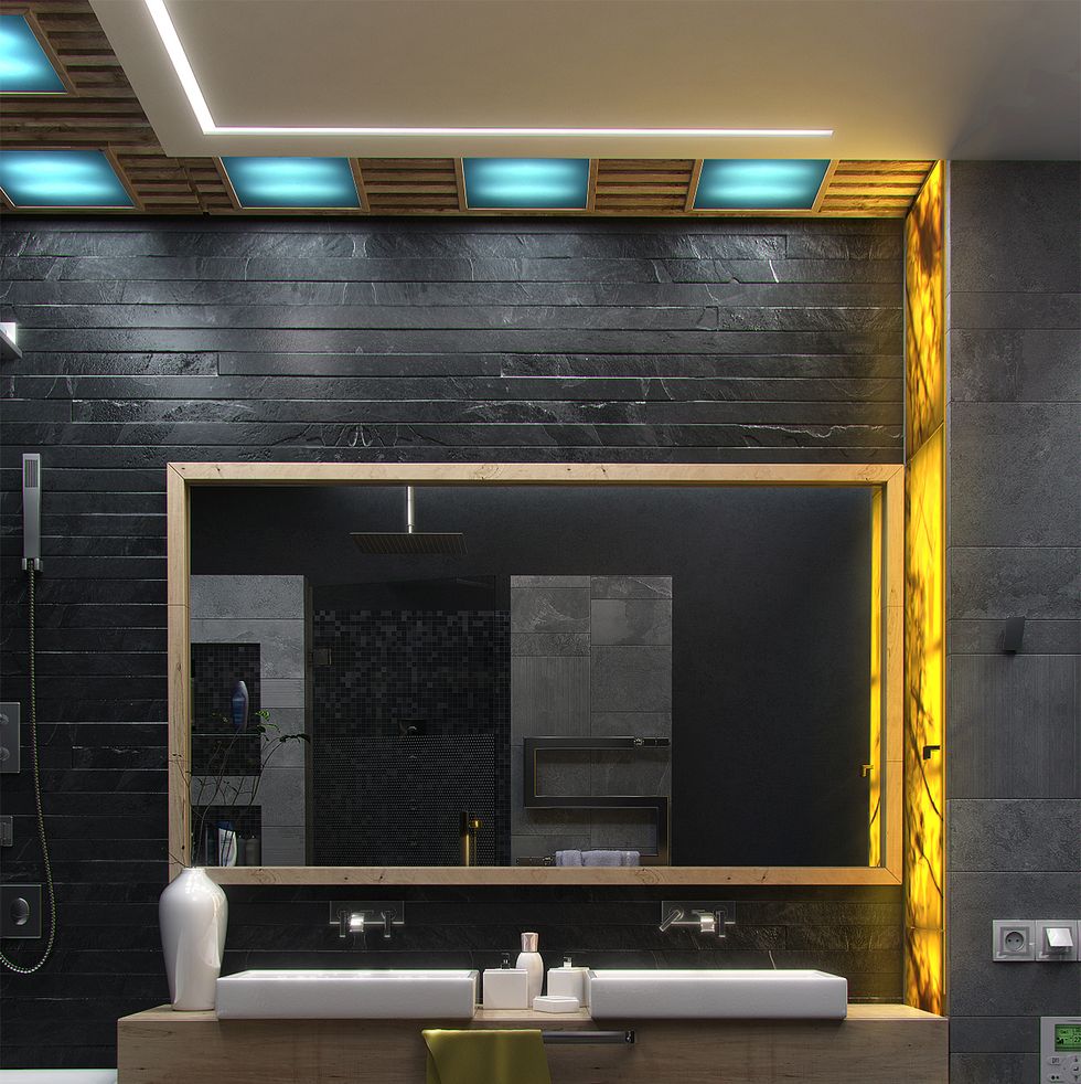 bathroom minimalist interior design, render 3d