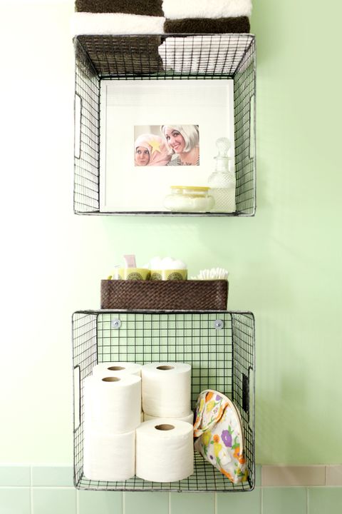 bathroom organization ideas metal wall baskets