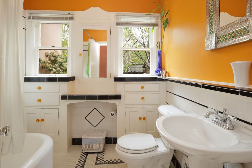 bathroom paint colors bright orange and white colorful modern bathroom