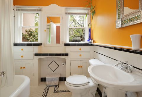 bathroom paint colors bright orange and white colorful modern bathroom