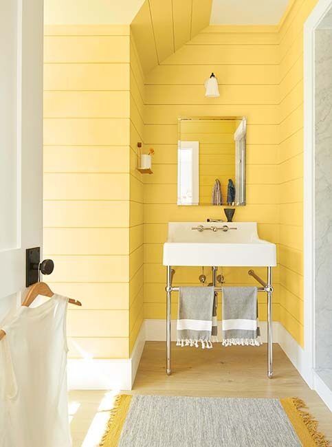 soft yellow bathroom