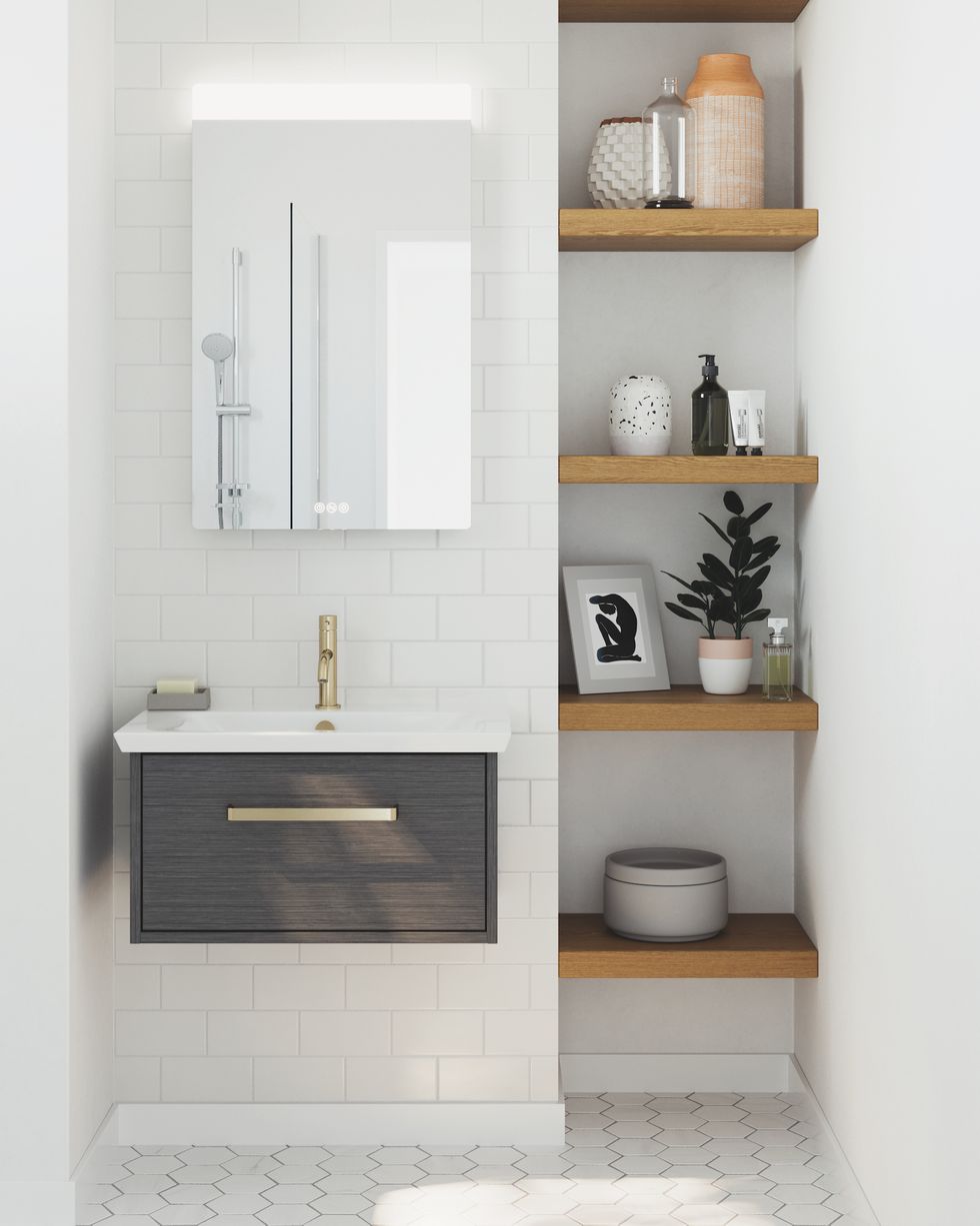 20 ideas con estantes y estanterías para baños pequeños