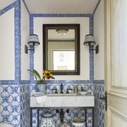 blue and white porcelain bathroom tile