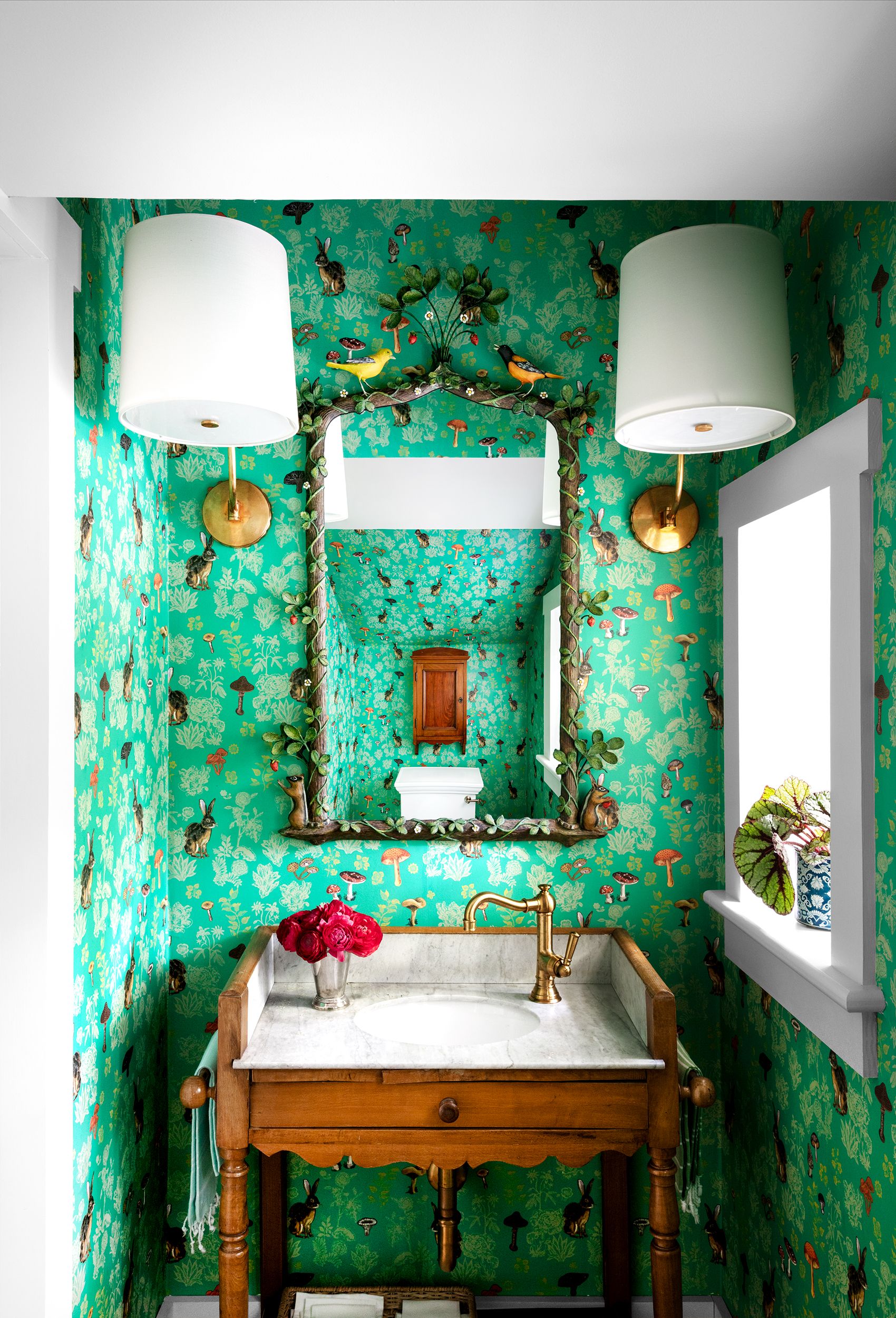 These Whimsical Powder Rooms Are Full of Design Inspiration  Powder room  wallpaper Chic powder room Small toilet room