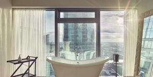 bathroom with a view of Moscow-City