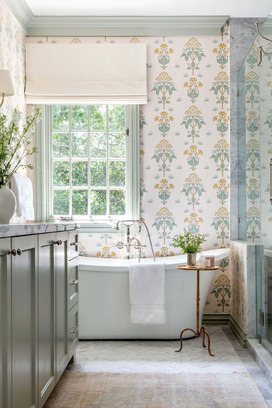 white and floral bathroom