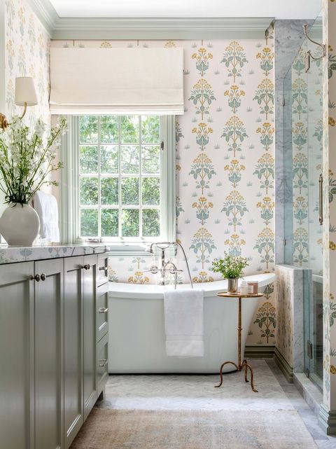 white and floral bathroom