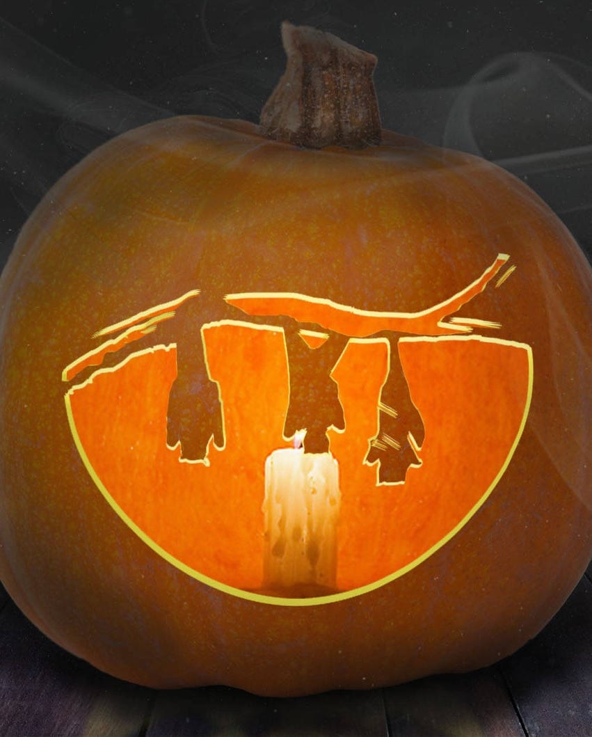 hanging bats design on pumpkin