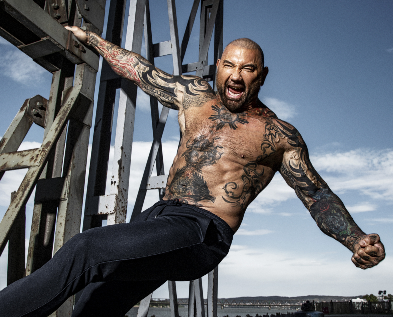 Dave Bautista: gimnasio con pesas personalizadas