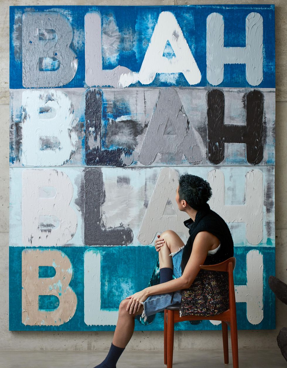 Blue, Wall, Sitting, Font, Poster, Design, Art, Cool, Leg, Photography, 