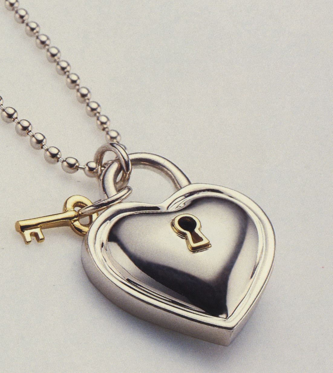 Tiffany & Co Silver Heart Lock & Key Pendant Necklace
