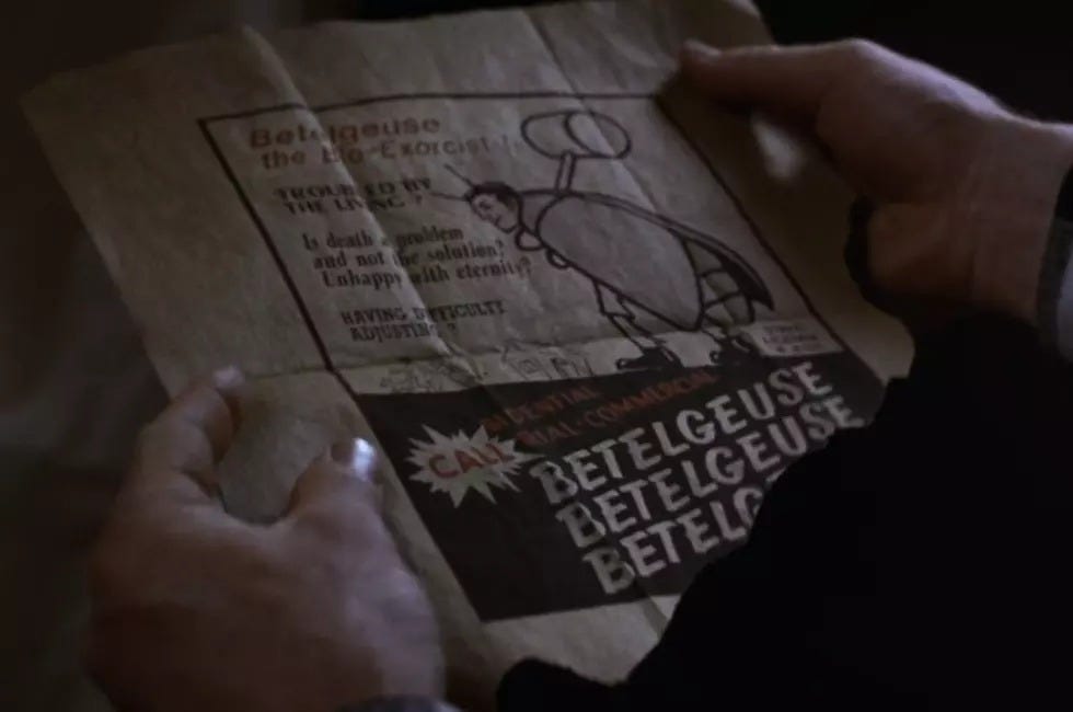a flier for betelgeuse's services in beetlejuice