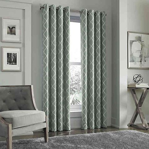 Curtain, Window treatment, White, Interior design, Room, Window covering, Window, Furniture, Textile, Floor, 