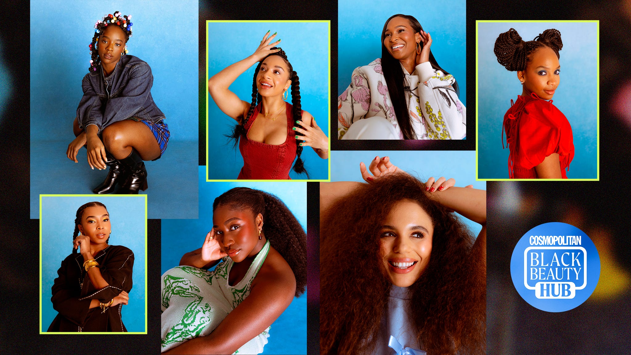 collage of women showcasing diverse hairstyles and fashion styles