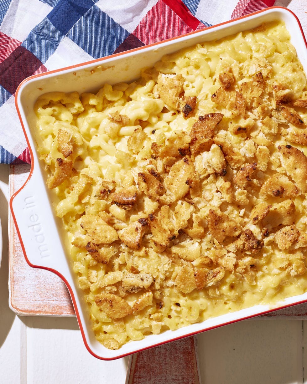 ritzy ranch mac n cheese in a square baking dish