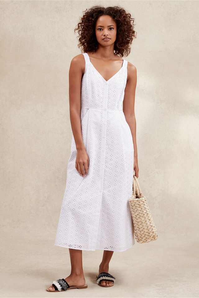 The White Company Cotton Broderie Fit & Flare Dress